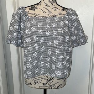 MID checkered and floral crop top - Sz Medium - NWT - gray and white